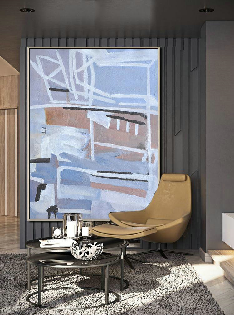 Original Artwork Extra Large Abstract Painting,Vertical Palette Knife Contemporary Art,Modern Paintings On Canvas,Grey,Violet Ash,Taupe,White.etc